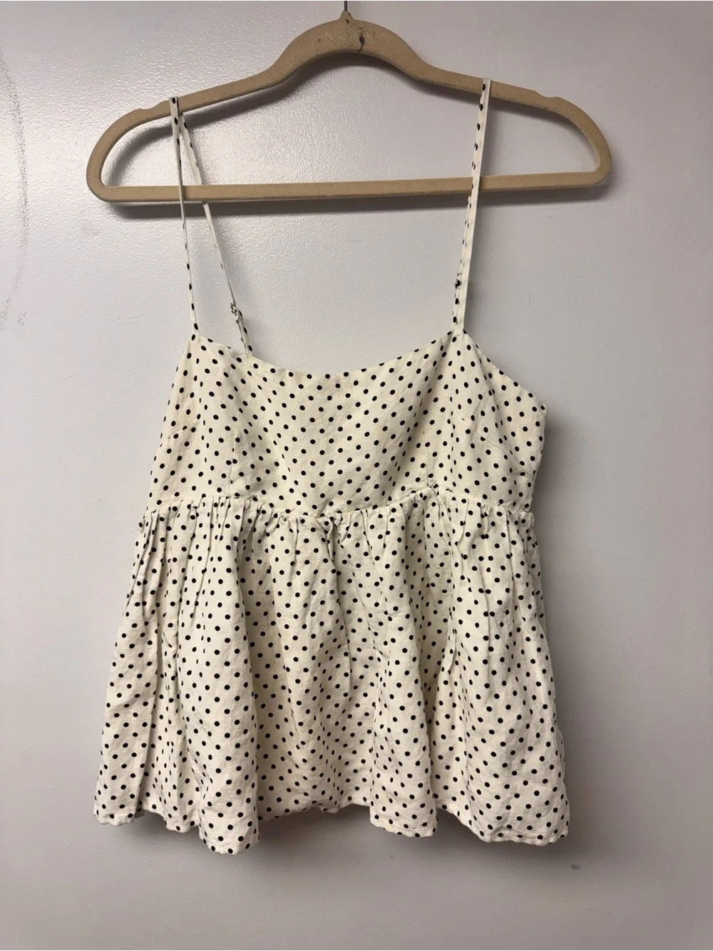 Kate Spade New York x Target Polka Dot Linen Babydoll Tank Top Cream Black M B5